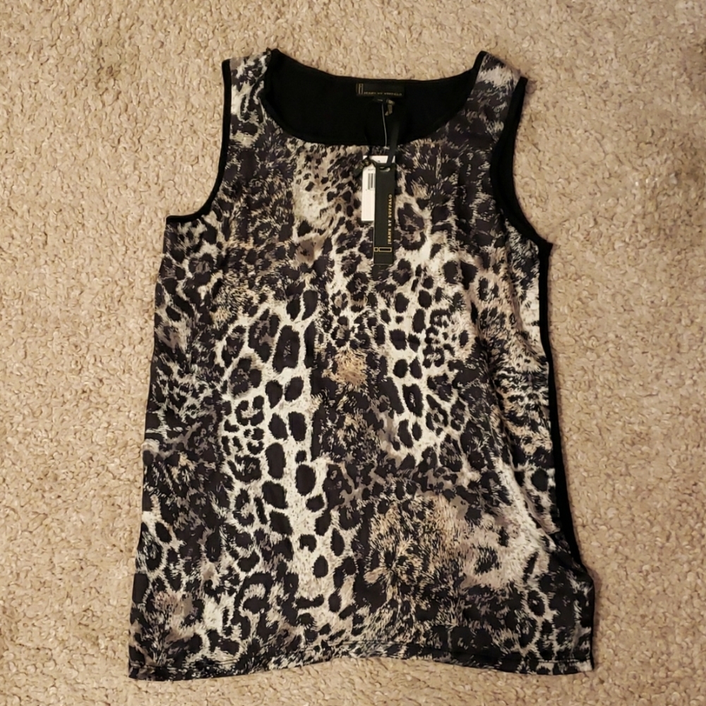 I Jeans by Buffalo animal print tank blouse top size small NWT